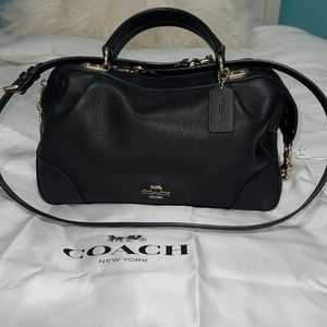 Coach Lane Genuine Leather Satchel Shoulder Bag Gold / Black